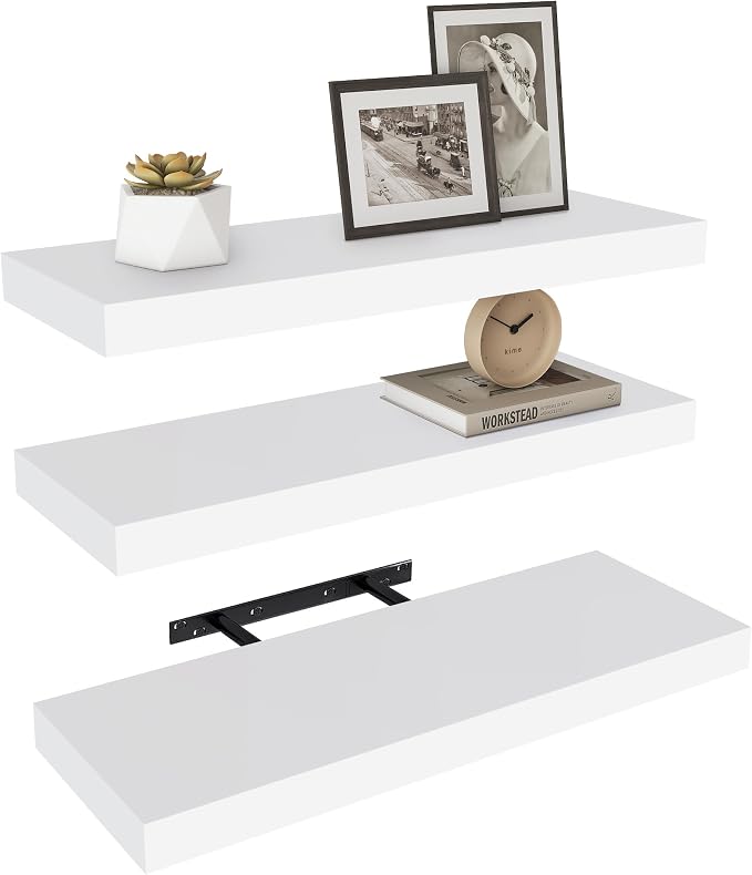 Vervida White Floating Shelves for Wall 24" W x 7.9" D x 1.5" H, Modern Style by Vervida