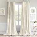 MIULEE Beige White Back Tab Blackout Curtain 96 Inch Long 2 Panels Set by MIULEE