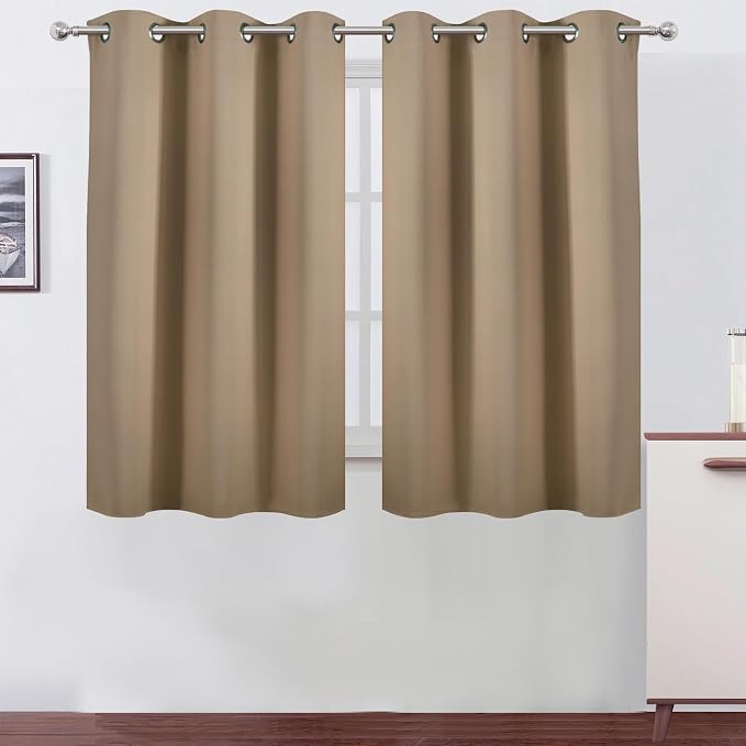 LEMOMO Natural Blackout Curtains/38 x 54 Inch/Set of Two Panels Grommet Living by Lemomo