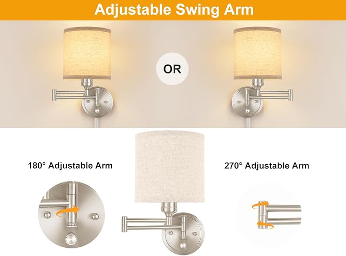 Plug in Wall Sconces with Remote Control, Dimming & Adjustable Colors - Image 6
