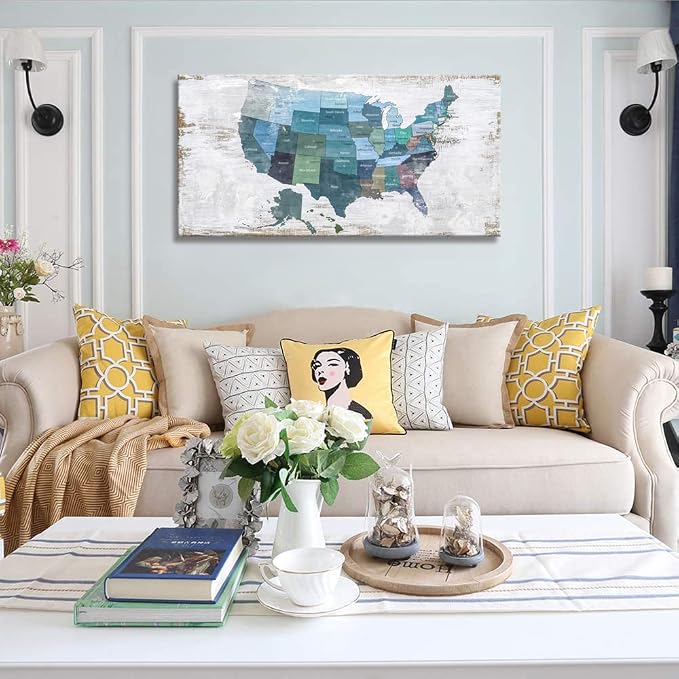 Map of The United States Wall Decor Map Canvas Wall Art - Image 2
