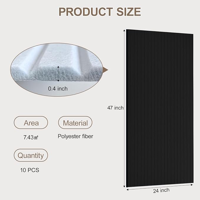 10Pack Large Acoustic Panels, Self-Adhesive Sound Dampening Wall Panels - Image 3