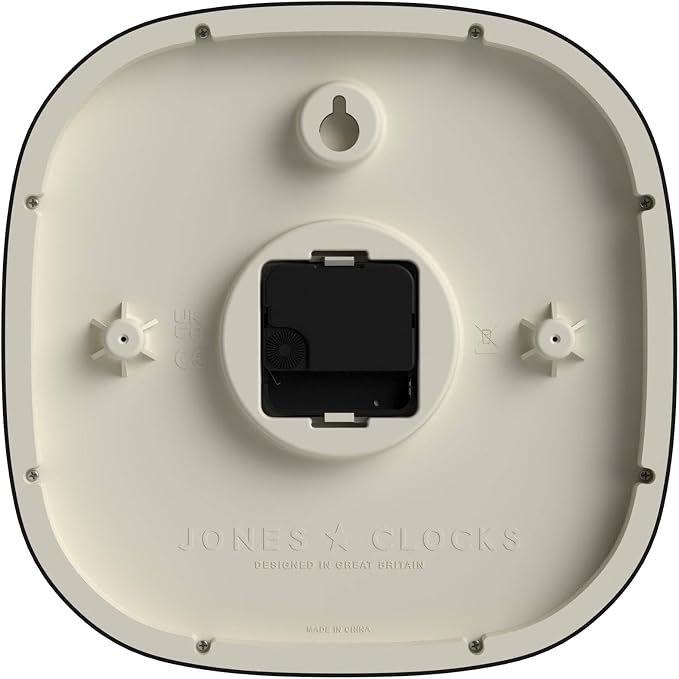 JONES CLOCKS® Pulsar wall Clock | Square Rounded Retro Clock | 10 inch | Black - Image 7
