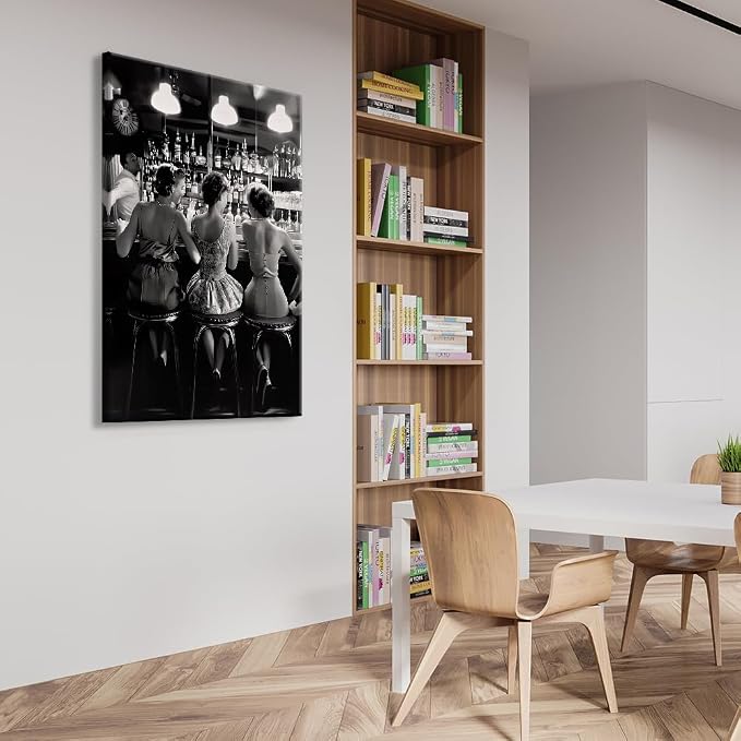 Vintage Black and White Posters Trendy Women Drink Cocktail Wall Art Funky - Image 5