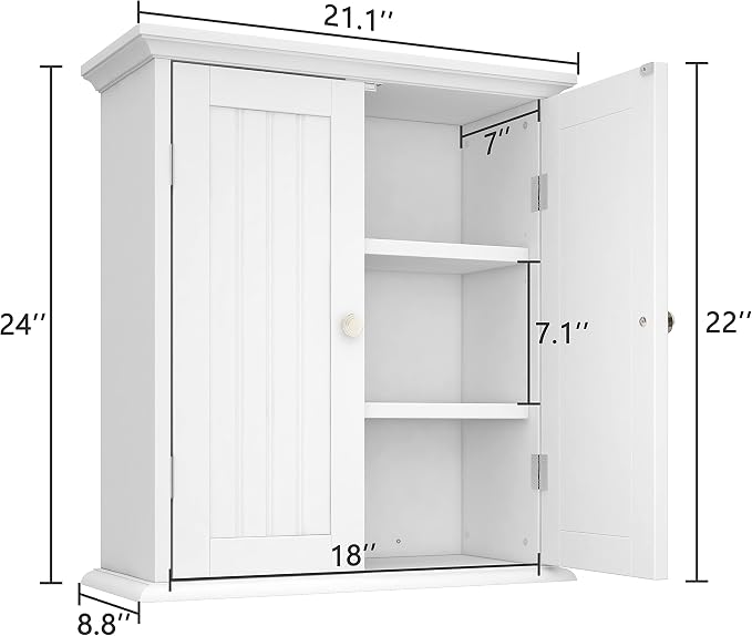 ChooChoo Bathroom Wall Cabinet, Over The Toilet Space Saver Storage Cabinet - Image 3