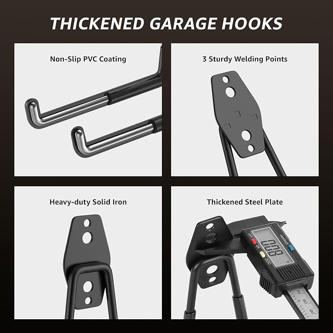 20 Pack Garage Hooks, Heavy Duty Steel Wall Mount Utility Hangers - Image 3