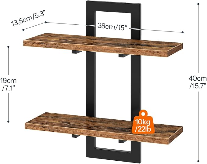 HOOBRO Floating Shelves, 15 Inch Wall Shelf Set of 4, Wall Mounted Storage - Image 2
