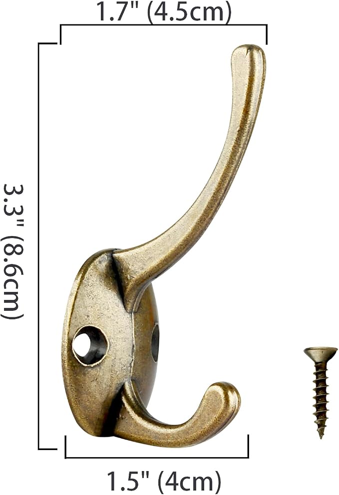 IBosins 32 Pack Antique Brass Coat Hooks Wall Mounted - Image 3