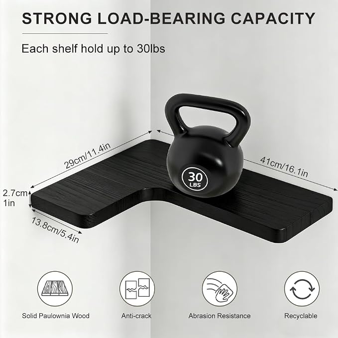 Floating Corner Shelves, Wall Shelf Set of 3, Shelves - Image 2