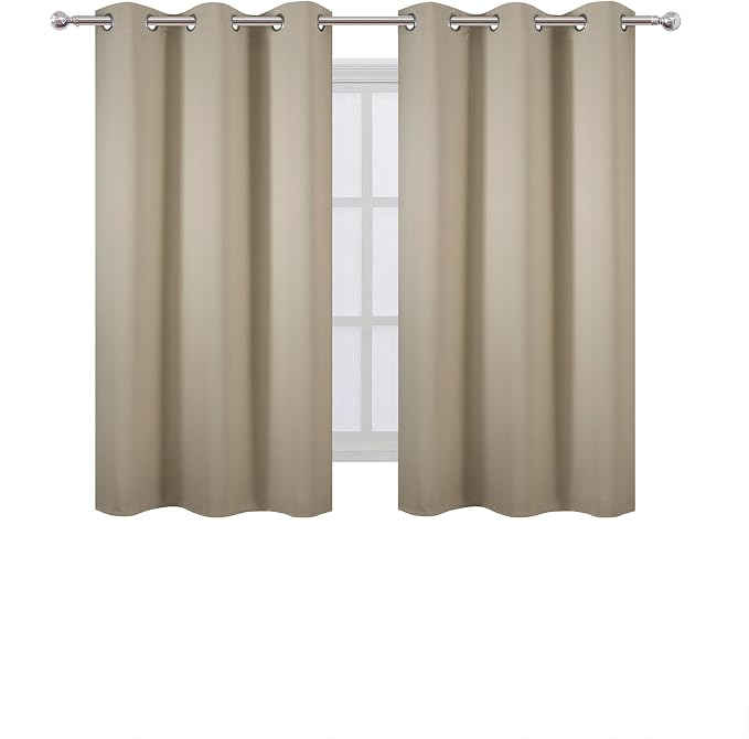 LEMOMO Beige Blackout Curtains 42 x 54 Inch Length Set of 2 Panels Grommet - Image 2