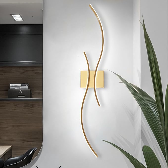 CANEOE Modern Wall Sconce, 39Inch Gold LED Wall Light Fixtures, 6000K Bathroom by CANEOE