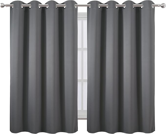 LEMOMO Frost Grey Blackout Curtains/52 x 45 Inch Length Kids Curtains/Set of 2 - Image 2