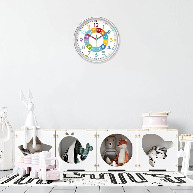 XFM Learning Clock for Kids Silent Non Ticking Battery Operated Colorful - Image 5