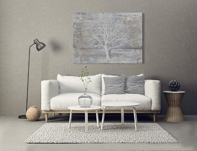 Yihui Arts Abstract Tree Canvas Wall Art: Large White Shadow Tree Picture - Image 7