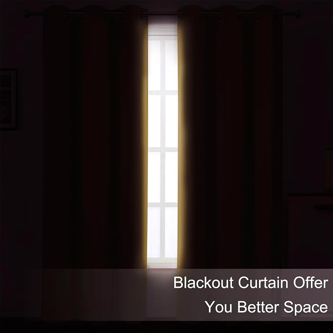 LEMOMO Blackout Curtains 66 x 72 Inch Long Mustard Yellow Curtains Set of 2 - Image 3