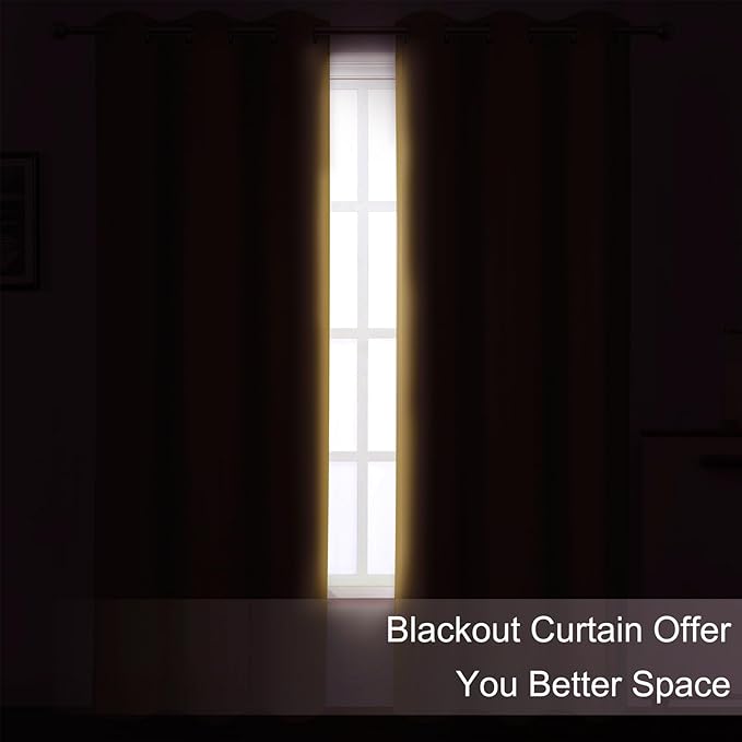 LEMOMO Blackout Curtains 42 x 63 inch/Mustard YellowCurtains Set of 2 - Image 3