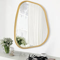 Asymmetrical Accent Mirror for Wall Irregular Oval Wood Frame Modern Unique by HLFMVWE