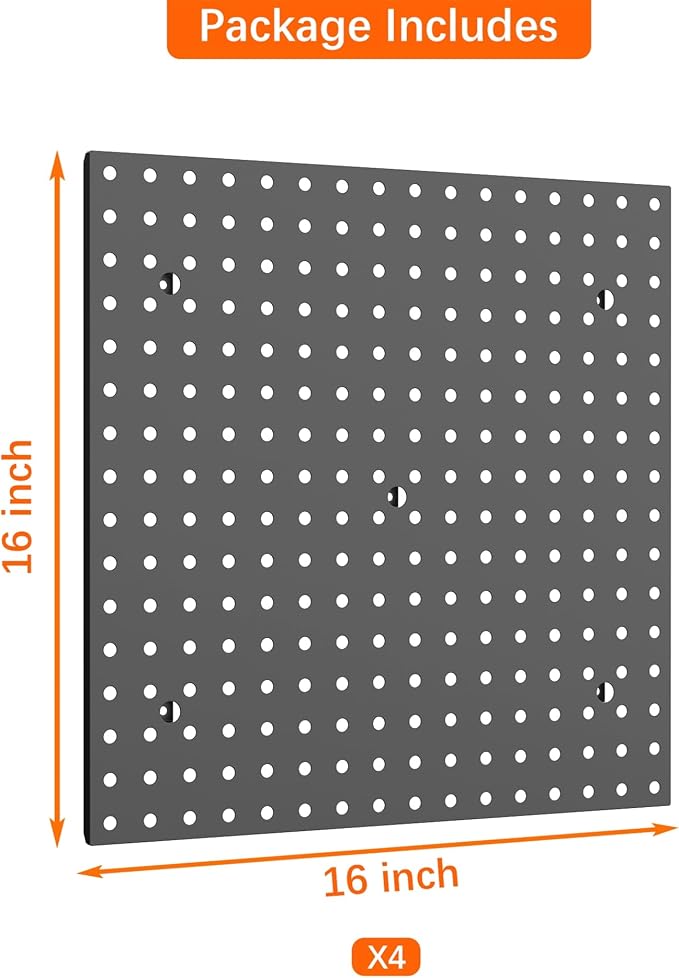 WALMANN 4 PCS 16" x 16" Metal Pegboard Panels - Image 4