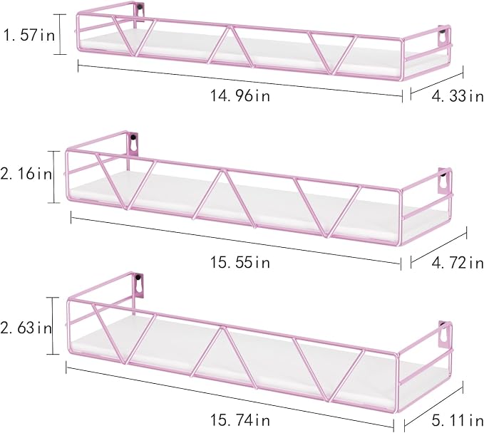 Amaoot Floating Shelves Set of 3, Home Wood Wall Shelf, Farmhouse Shelf - Image 3