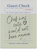 PDFI Trendy Kitchen Wall Art Guest Check Prints Chef Was Cute Would Eat Here by PDFI
