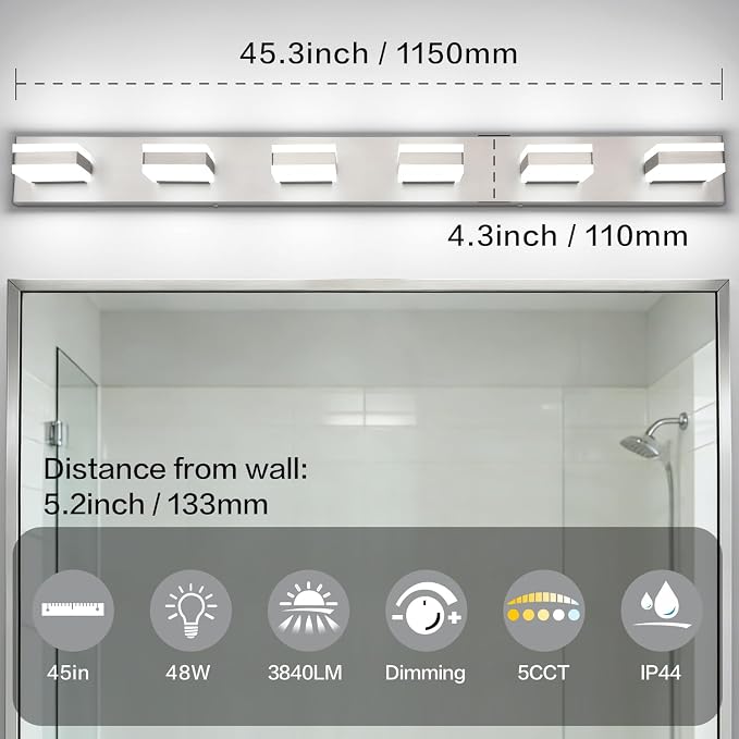 SOLFART Bathroom Light Fixtures, 5 Color Temperature Modern Vanity Lights - Image 5
