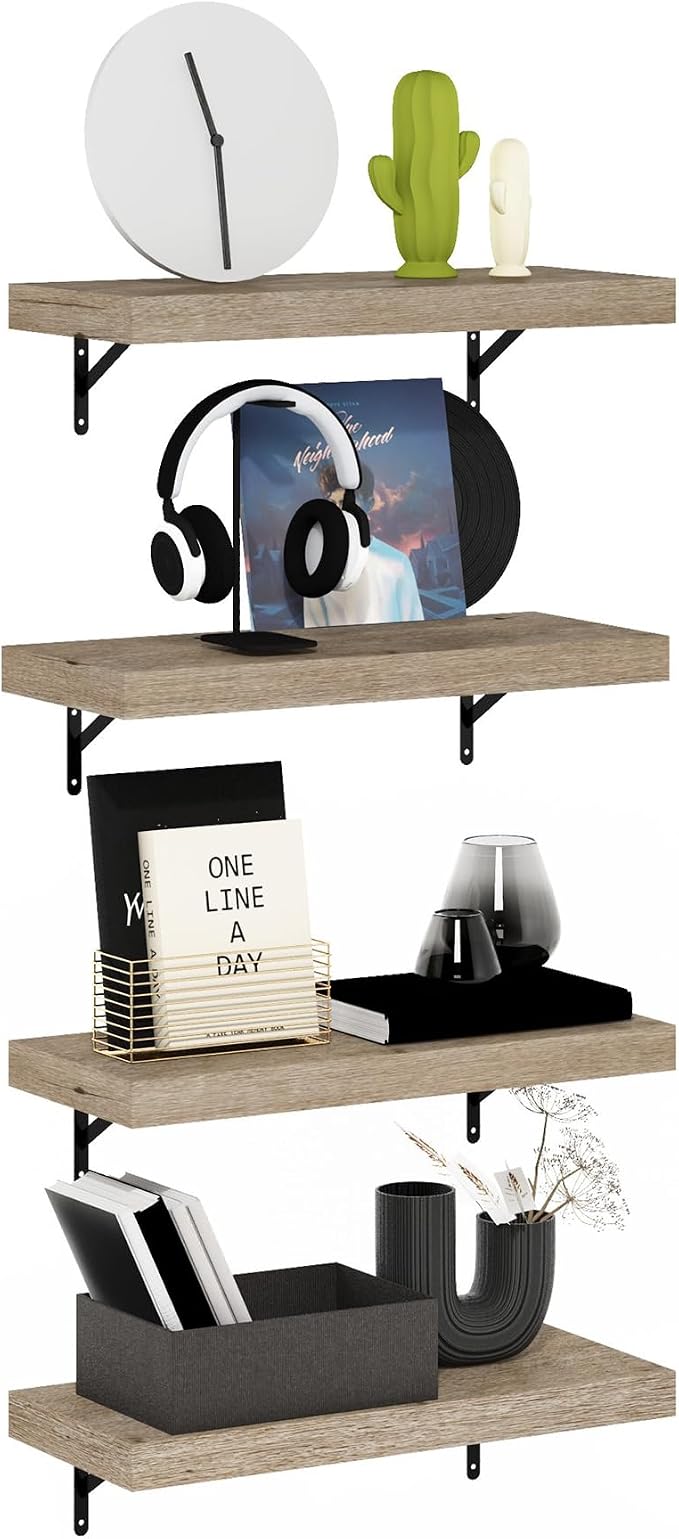 Furinno Tanna Floating Shelves for Wall Set of 4, 22-Inch Wall Shelf, Triple by Furinno-FitsYourSpaceFitsYourBudget
