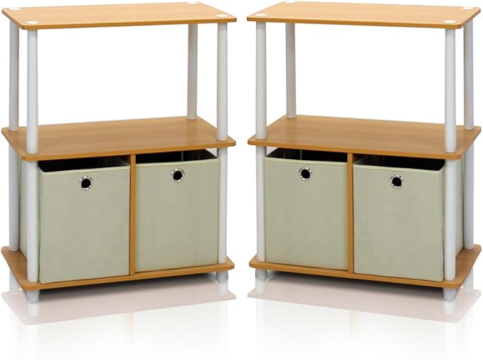 Furinno TURN-N-TUBE Storage Shelves Set of 2, 3-Tier Toolless Book Shelf - Image 3