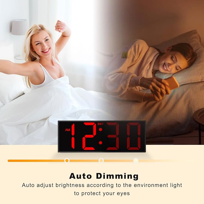 JALL 12'' Large Digital Wall Clock, Big LED Number Dispaly, RGB Colors - Image 7