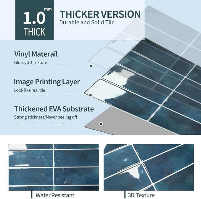 Peel and Stick Backsplash 3D Wall Tiles, Self-Adhesive, Oil Proof, Waterproof - Image 3