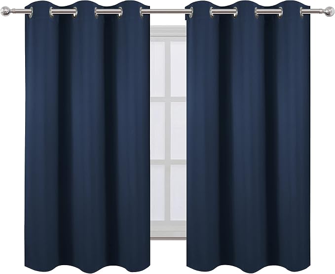 LEMOMO Navy Blue Blackout Curtains 42 x 54 Inch Length Set of 2 Panels Grommet - Image 2