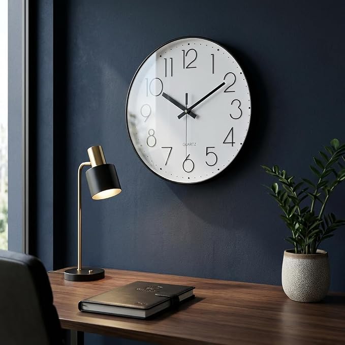 jomparis 12 Inch Wall Clock Silent Non Ticking Battery Operated Quartz Modern - Image 3