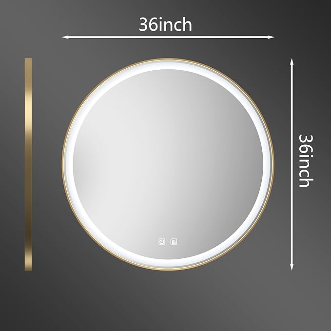 Itrue 36 Inch LED Bathroom Round Mirror, Adjustable Color Temp & Brightness - Image 5