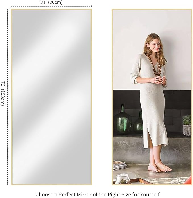 Koonmi 76"x34" Floor Mirror Full Length, Bedroom Floor Body Mirror - Image 7