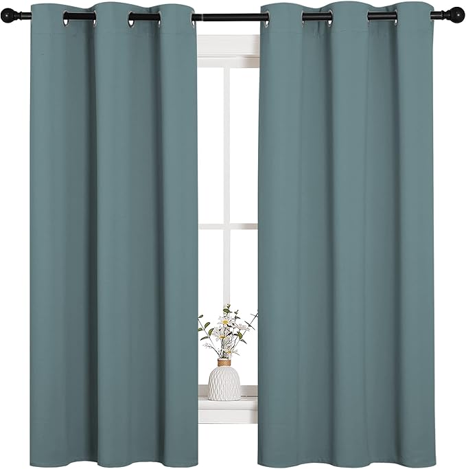NICETOWN Modern Greyish Blue Blackout Curtains Noise Reducing, Thermal - Image 2