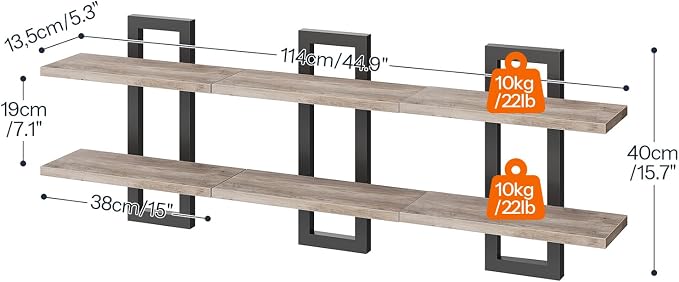 HOOBRO Floating Shelves, 15 Inch Wall Shelf Set of 3, Wall Mounted Storage - Image 2