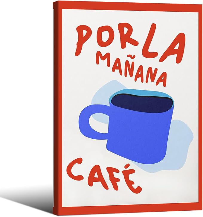 Framed Wall Art Posters Kitchen Por La Mañana Cafe Print Vintage Coffee Artwork by PDFI