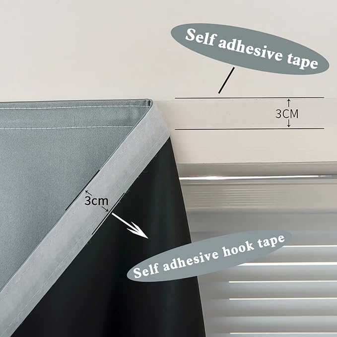 AJAZZ self Adhesive Portable 100% Blackout Curtains Simple and Easy to - Image 4
