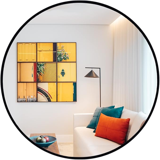 Oruii Round Mirror 30 inch, Large Black Circle Mirror Metal Frame, Large Black by OruiiMirror