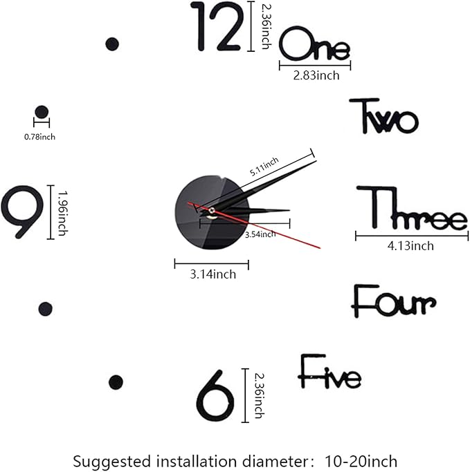10-20 Inch DIY Wall Clock 3D Frameless Silent Non Ticking - Image 2