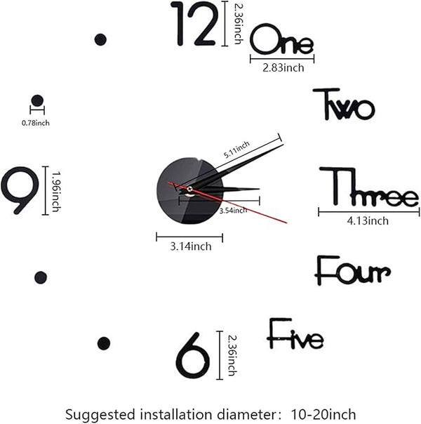 10-20 Inch DIY Wall Clock 3D Frameless Silent Non Ticking - Image 2