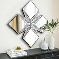 Crushed Diamond Decorative Mirror 22.25x22.25” Diamond Shape Glass Wall Mirror by VOHJD