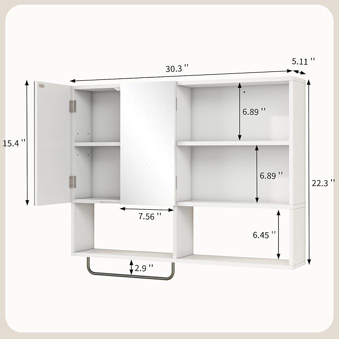 Medicine Cabinet, Wooden Bathroom Wall Cabinet - Image 2