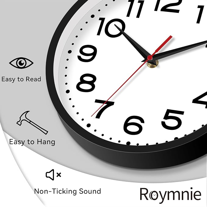 Roymnie Wall Clock Silent Non-Ticking Modern Clock Battery Operated 18 Inch - Image 7