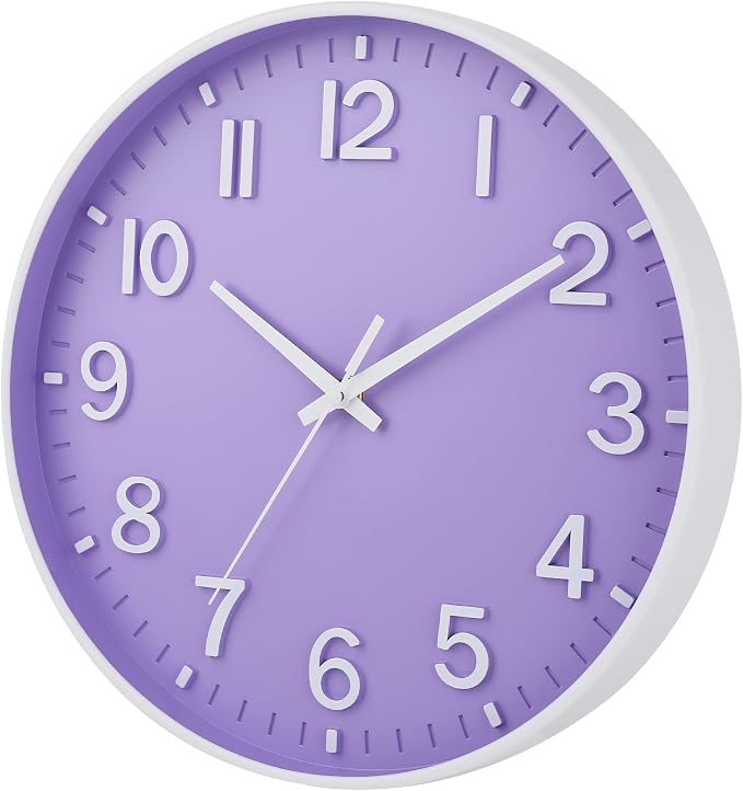 HZDHCLH Purple Wall Clocks Battery Operated, 12 inch Silent Non Ticking Modern - Image 3