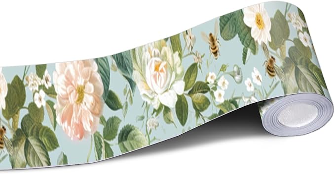 IVN Wallpaper Border Peel and Stick Wall Floral Bee Decorative Wall Trim Self by IVN