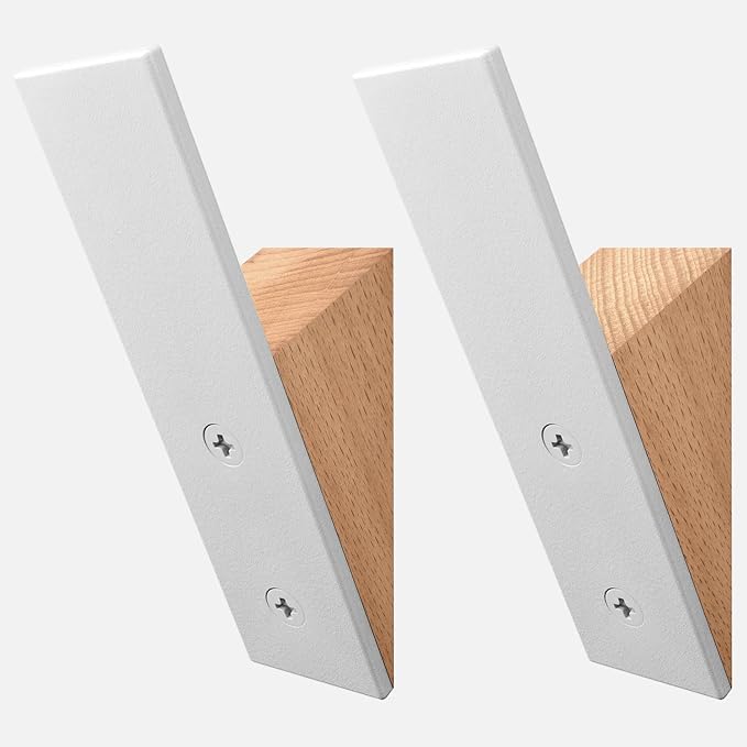Homeforia Beech Wood Coat Hooks, High End Beech Wood & White Metal Wall Mounted by Homeforia