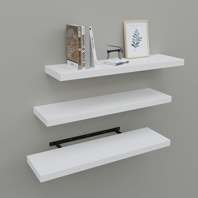 Upassion Floating Shelves for Wall Set of 3, Frame Display White Floating Shelf by Upassion