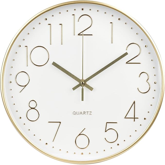 Wall Clock 10 Inch Non-Ticking Silent Modern Simple Style Round Decor Clock by BAKBRAND
