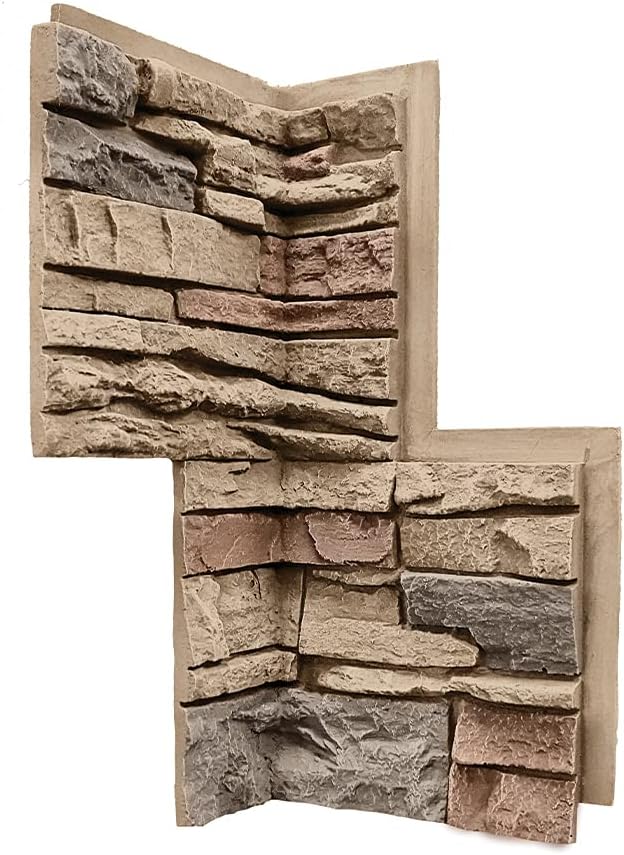 GenStone Faux Stacked Stone 90 Degree Inside Corner Panel 22.5" x 12" in Desert by GenStone