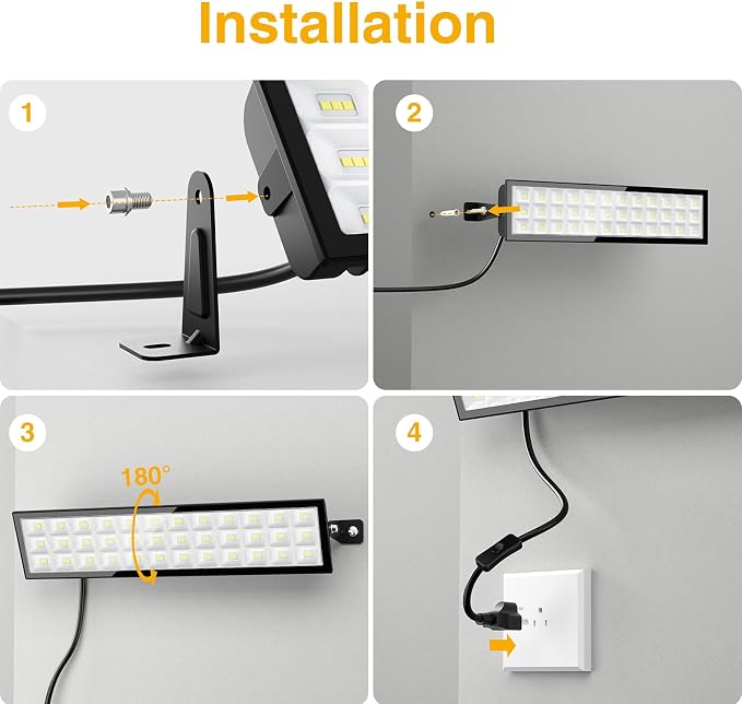 Onforu 1Pack LED Shop Lights, 100W 14000lm Plug in Ultra Bright LED Work Lights - Image 4